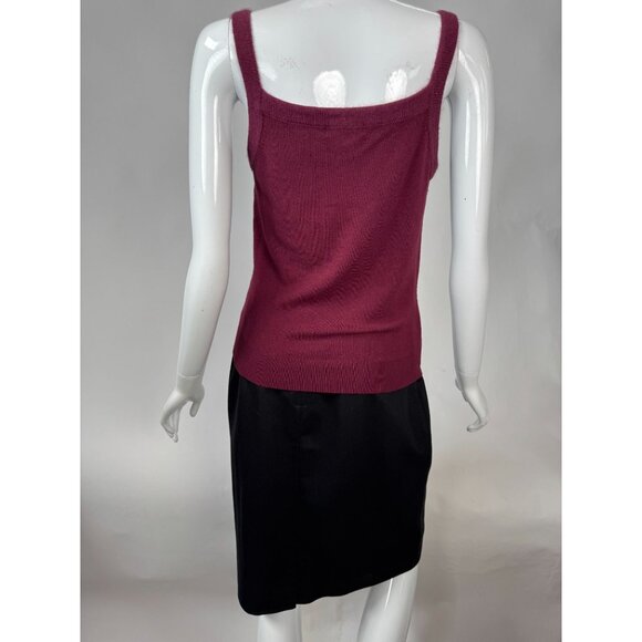 Vintage Fredini Burgundy Knit Tank Top With Angora/Wool Blend Square Neckline Sl - Picture 14 of 16